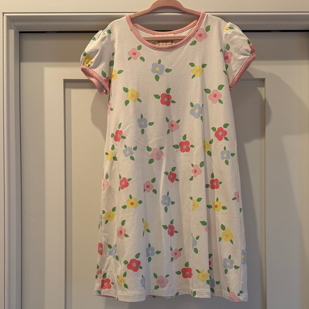 The Beaufort Bonnet Company Floral Polly Play Dress with Pink Trim